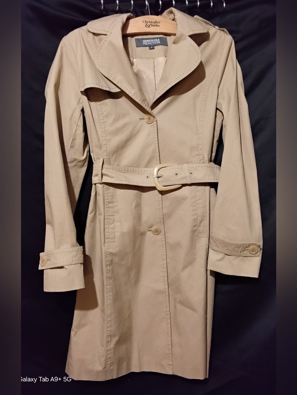 Kenneth Cole Reaction Women's Beige Belted Trench Coat